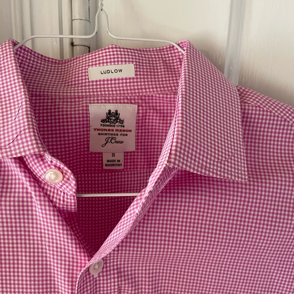 J. Crew Thomas Mason Ludlow pink gingham dress shirt